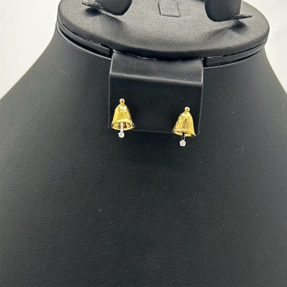 Avon Jewelry - Vintage Avon Holiday Bells Gold Rhinestone Christmas Earrings